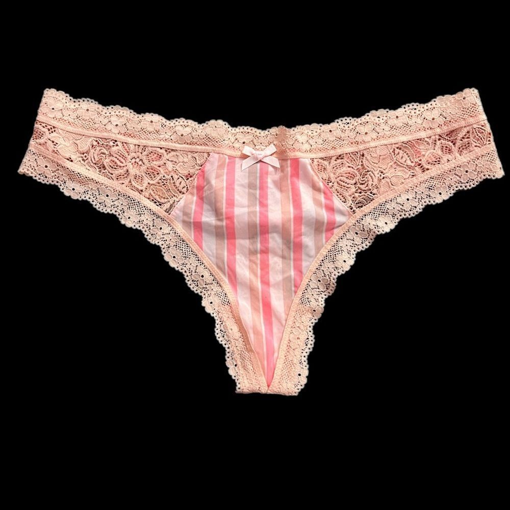 Victorias SecretΒ Very Sexy Smooth Satiny & Lace Detail Thong pantyβcoral Xlarge